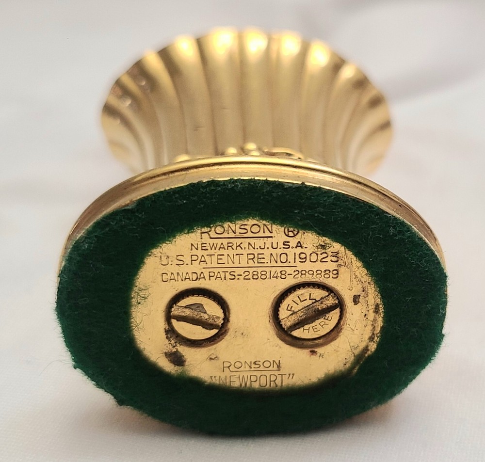 Vintage Gold Plate Ronson "NEPORT " Table Lighter Working Condition