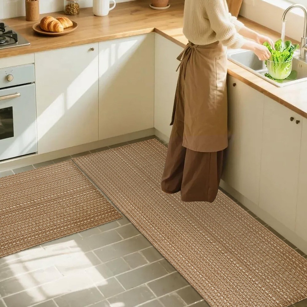 winolive Kitchen Rugs,Kitchen Mats for 20"x30"+20"x48"(Rectangular), Brown
