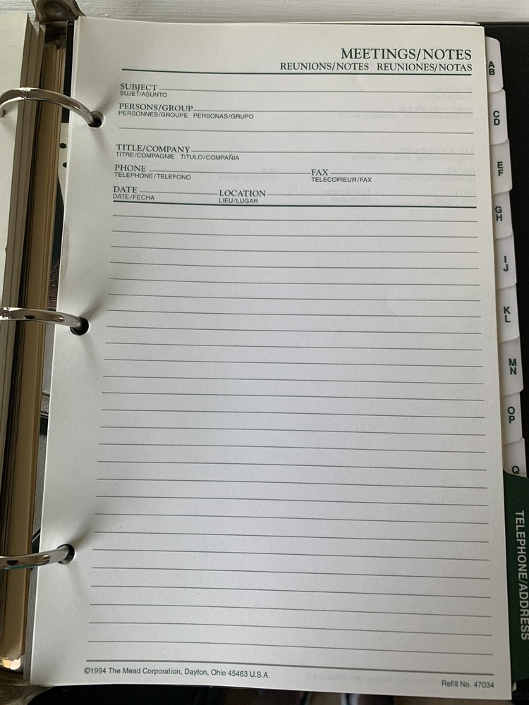 Vintage 1995 Mead Cambridge Day Planner Complete Refill Set New Open Package