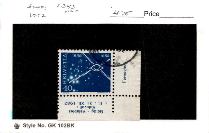 Switzerland, Postage Stamp, #343 Used, 1952 Telecommunications (AB)