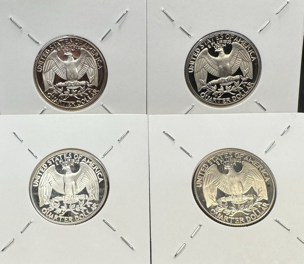 1982,84.85.87 S Clad Proof Quarters.