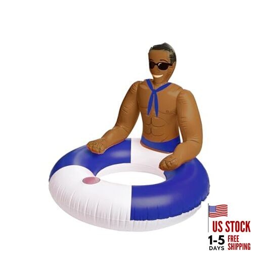 Drinking Buddies Jerry Inflatable Pool Ring – Hunky Sailor Pool Float for