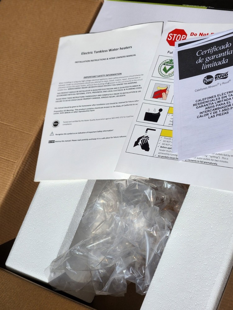 PARTS / REPAIR - RHEEM PERFORMANCE RETEX-18 ELECTRIC TANKLESS WATER HEATER 18kW