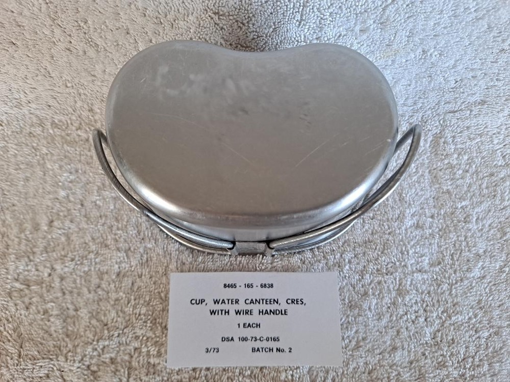 Canteen Cup, First Issue of Wire Handle dated March 1973. Unissued-NOS