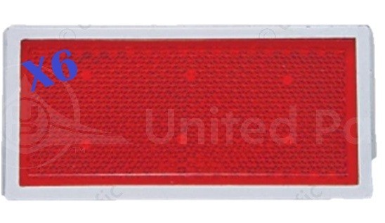 (X6) Rectangular Quick Mount Reflector With Chrome Bezel - Red