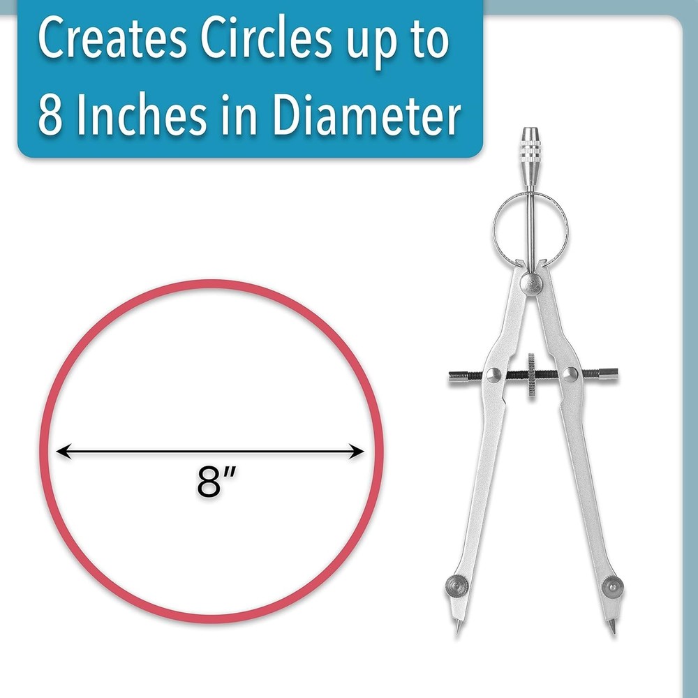 Professional Bow Compass for Geometry - Create Circles Up to 8 Inches