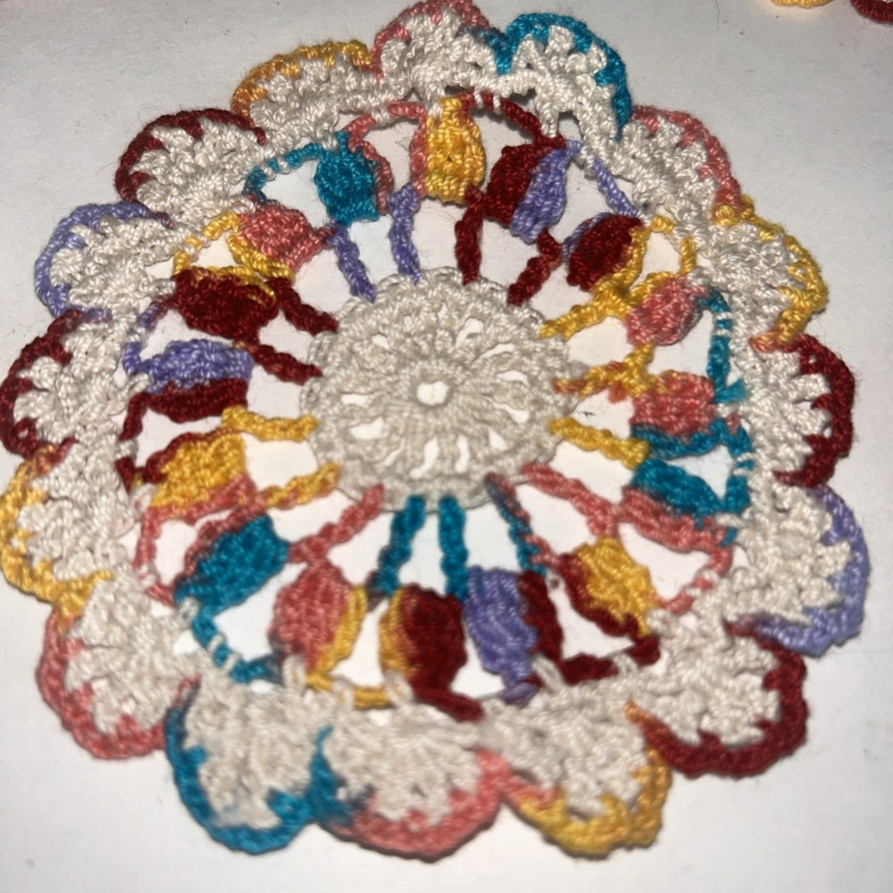 5pcs Crochet Flowers, Crocheted 4”diameter coasters