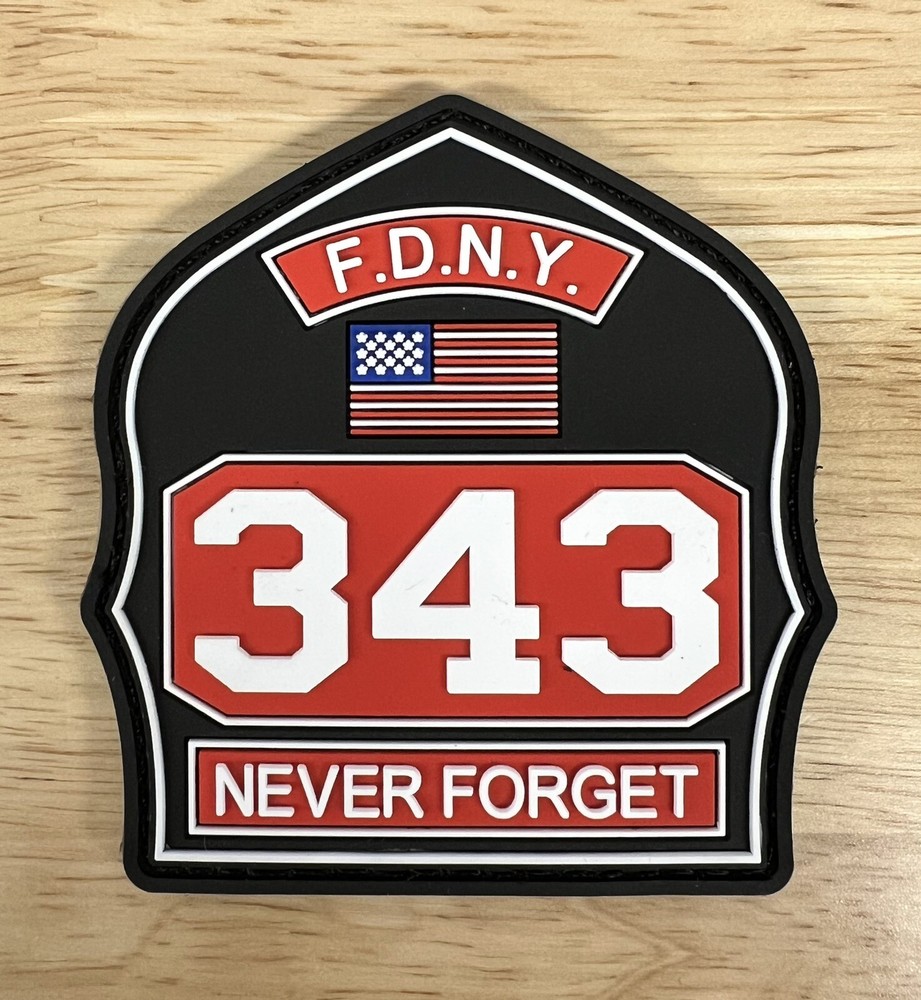 FDNY 343 Firefighter Helmet Patch Hook Loop Backing
