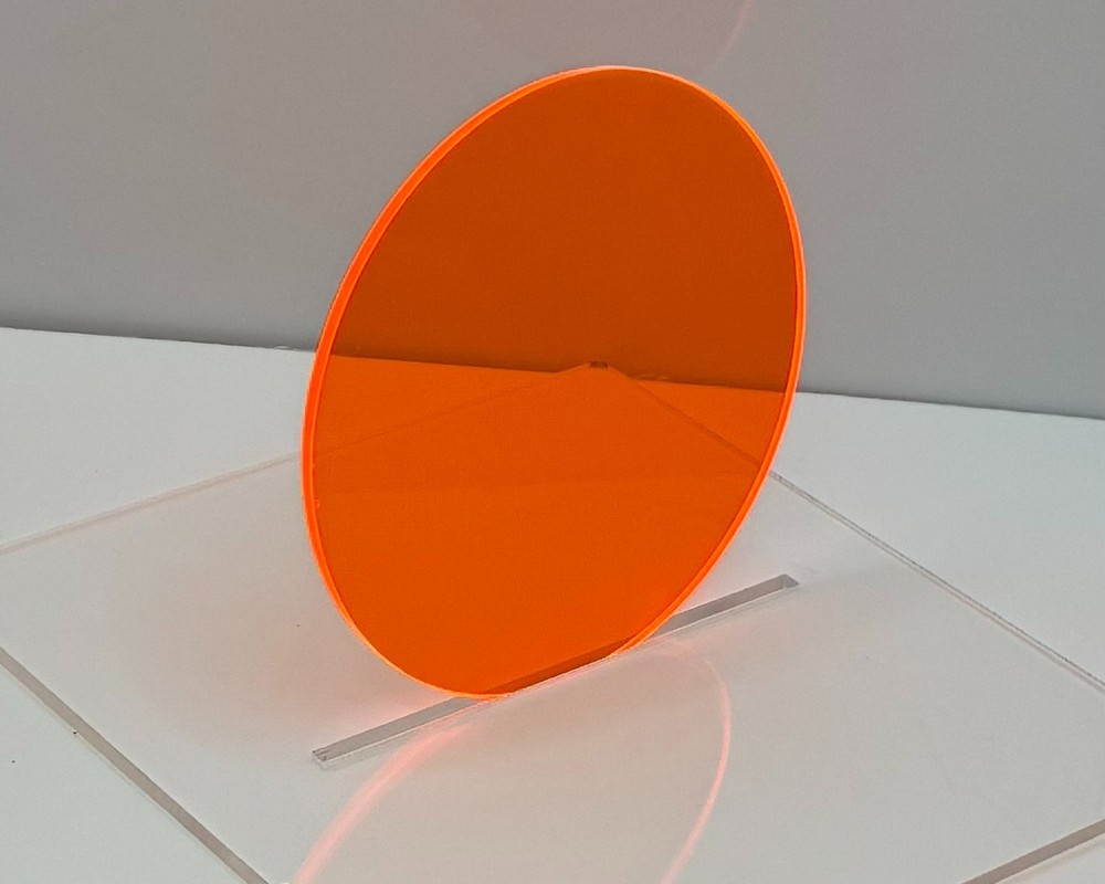 (2-Pack) Acrylic Circle Disc - 1/8" thick - Orange Fluorescent - 12" Diameter
