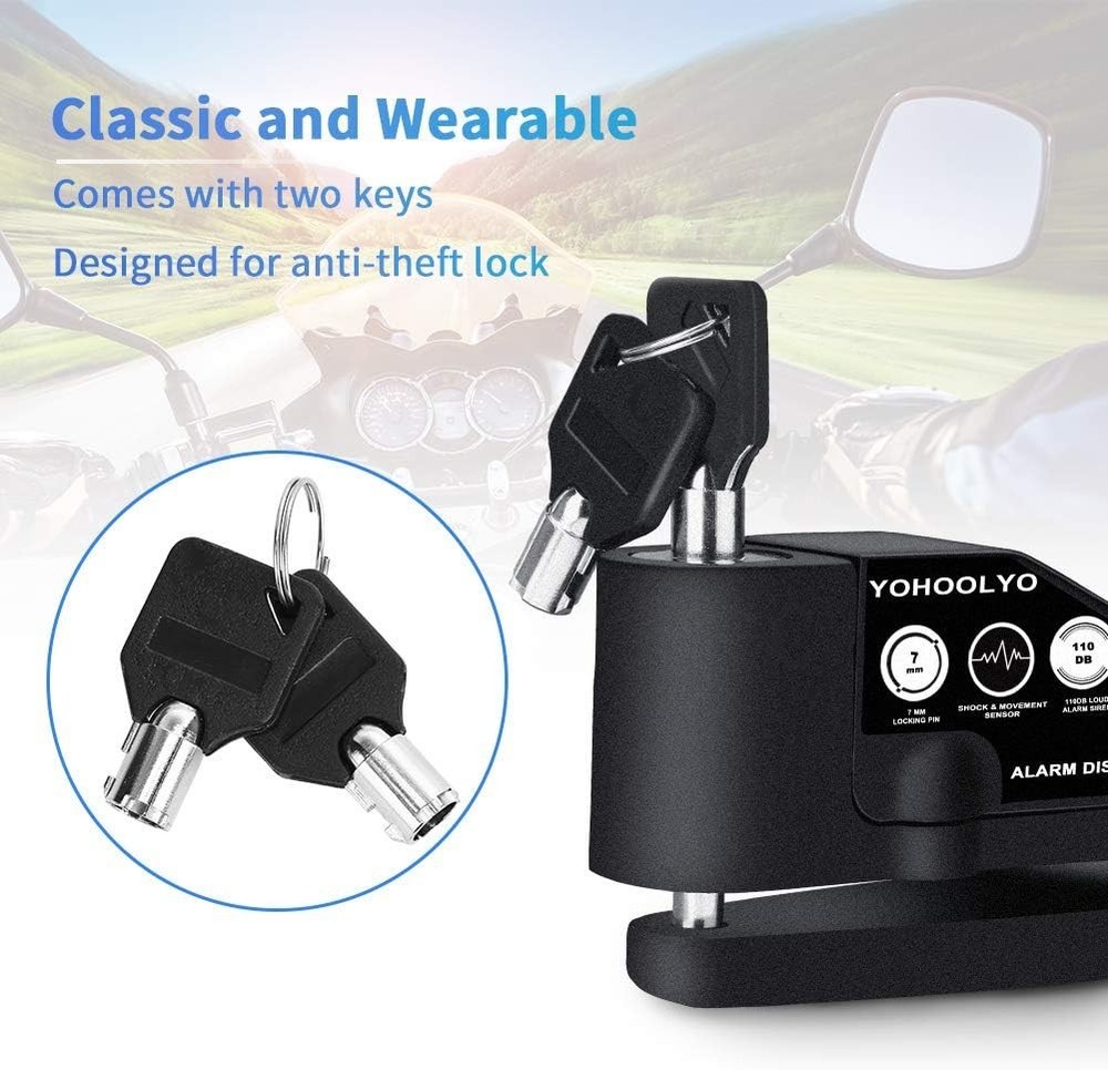 Versatile Motorcycle and Bicycle Lock with Motion Sensor & Rust-Resistant Finish