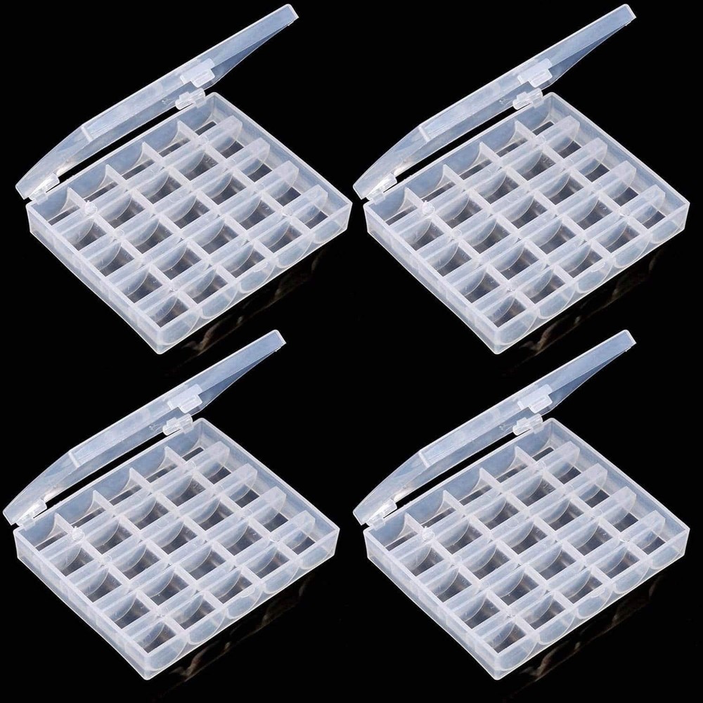 Plastic Bobbin Box, 25 Slots, Empty Spools, Transparent Case, Organizer