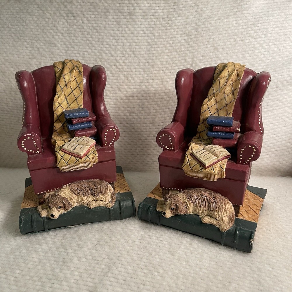 Chalkware Comfy Chair Bookends W/ Best Friend