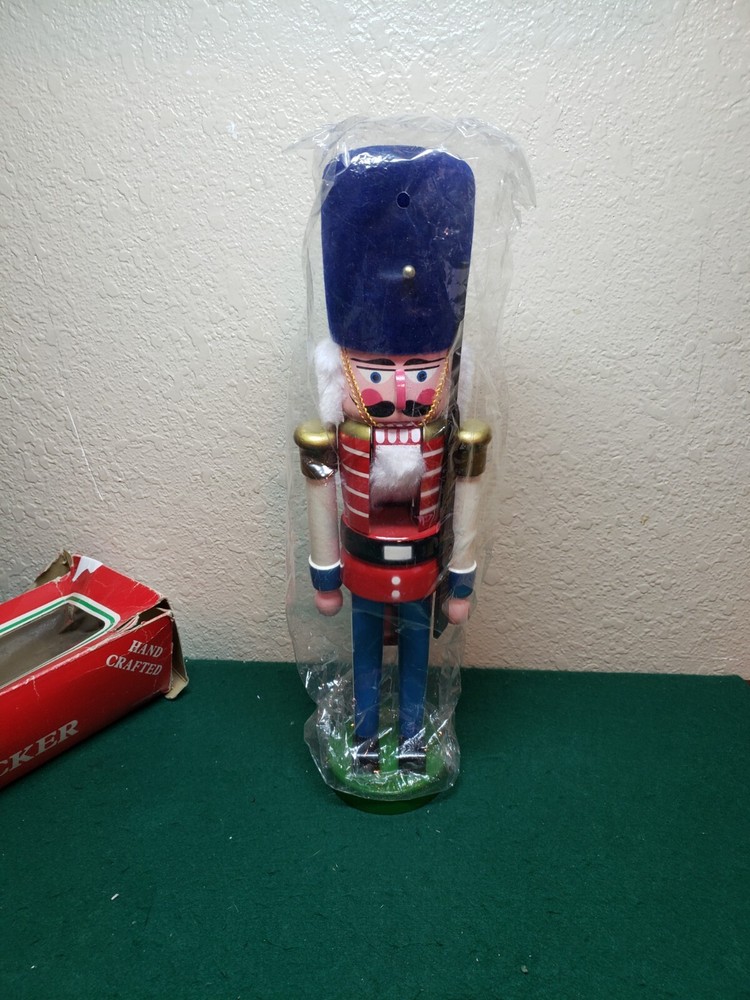 Handmade Decorative Wood Nutcracker  16” Tall New In Distressed Box