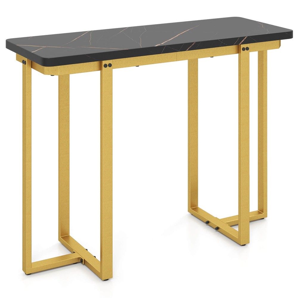 Console Table 42" Modern Faux Marble Entryway Table with Geometric Metal Frame