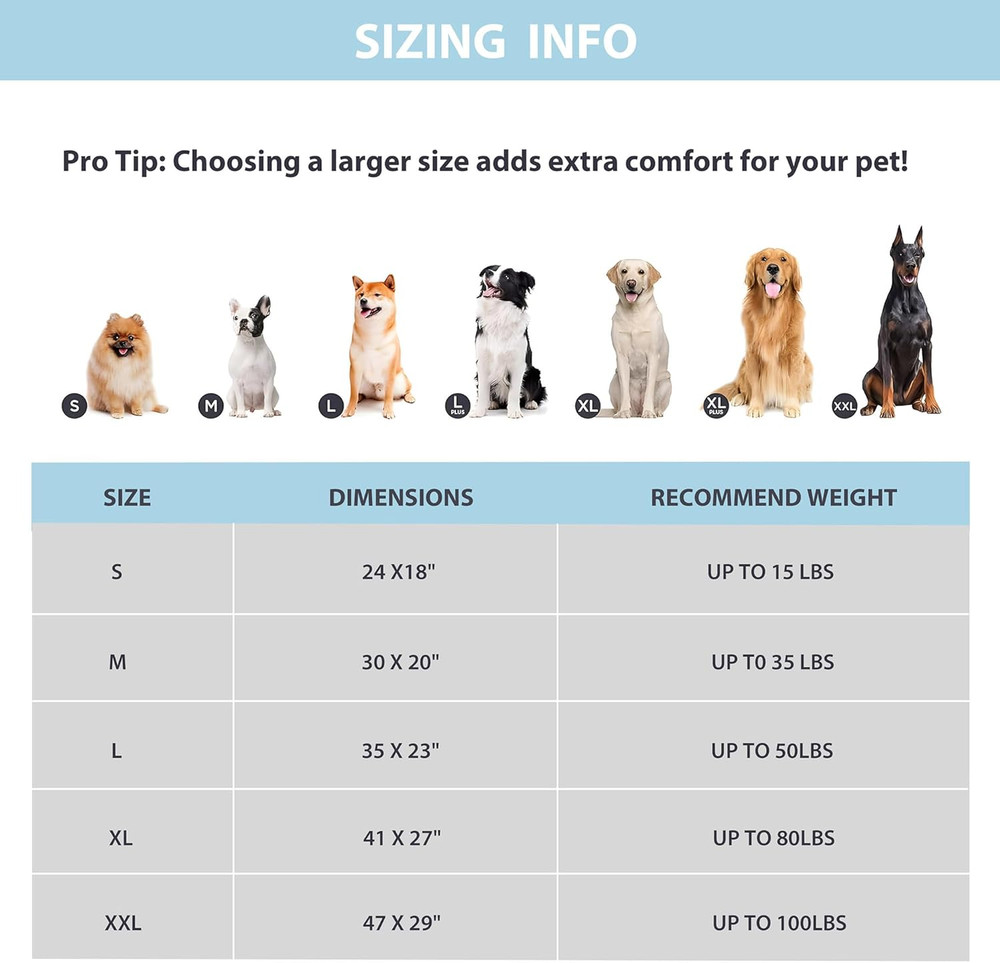 Large Cooling Dog Mat - Rapid Cooling Technology, Washable, Portable, Grey 35"x2