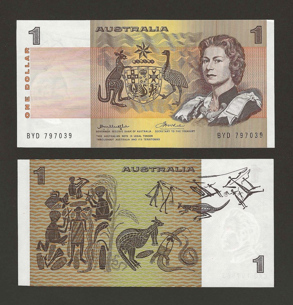 AUSTRALIA 1 Dollar 1976, P-42b1, Knight-Wheeler, Central Sec Thread, Orig. UNC