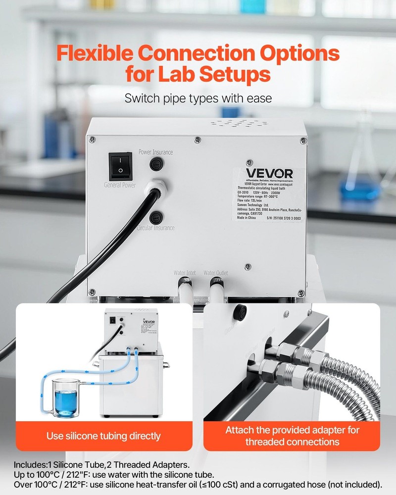 Lab Heating Circulator: 300°C, 10L, 0.01°C Accuracy, SS Body