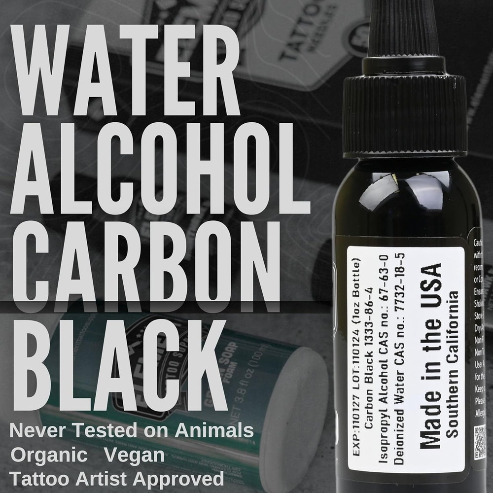 1oz Nighthawk Tattoo Ink - Permanent Black for Precise Outlining & Shading
