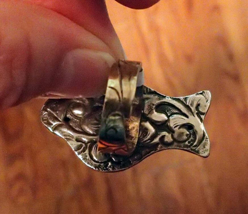 Tibetian Silver Bird Coral Ring adjustable fit