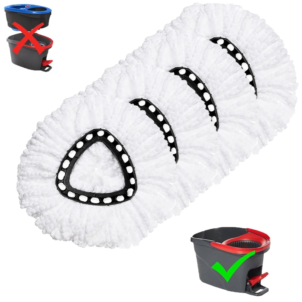 Spin Mop Refills 4 Pack, Extra Thick, Non Scratch, White