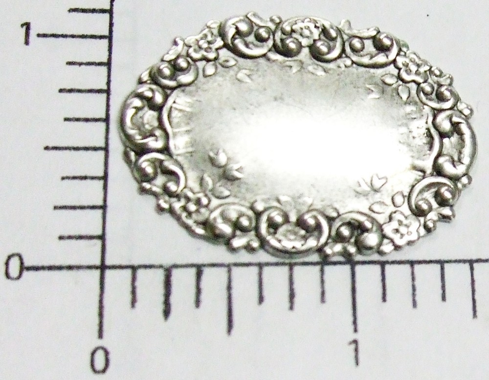 13654            Matte Silver Oxidized Victorian Tag Jewelry Finding