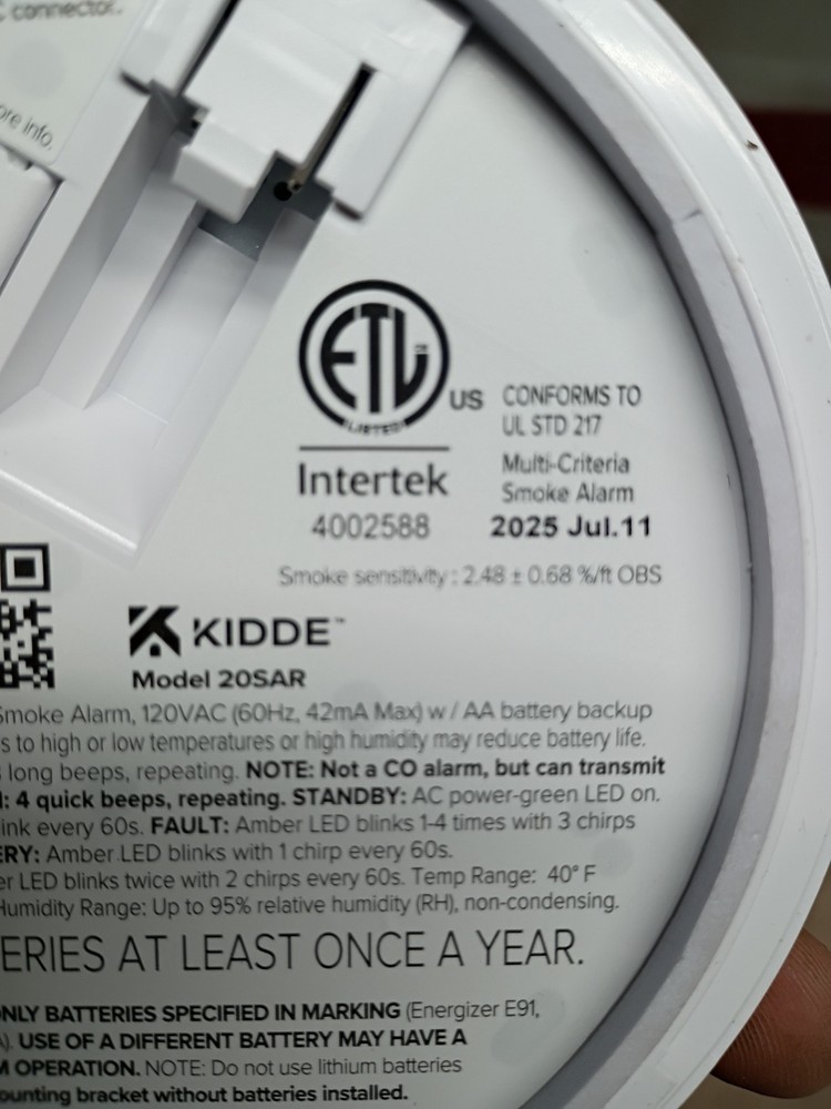 2pk Kidde Kidde 20SAR Interconnected Hardwired Smoke Alarm Backup Battery, OB,