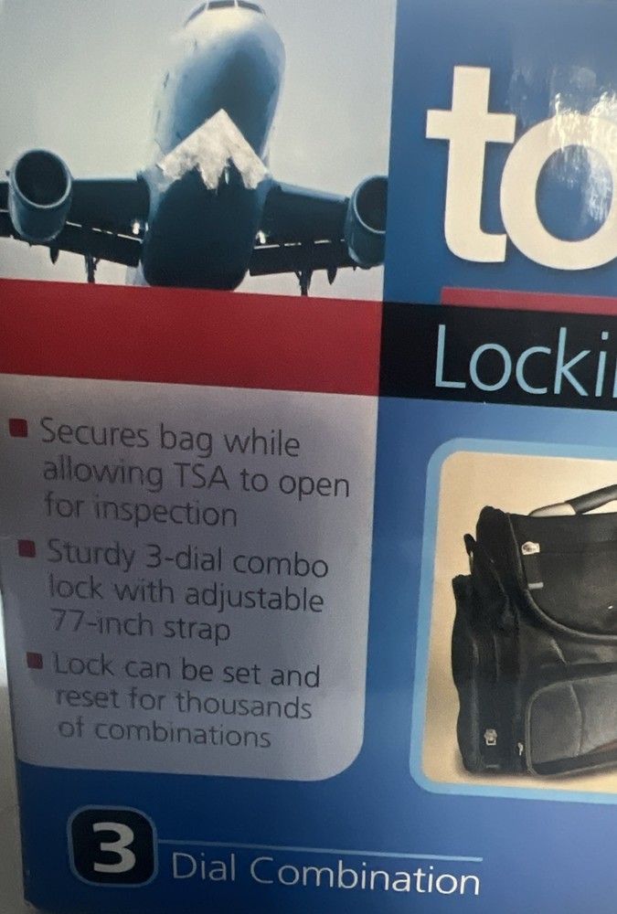 Totes Locking Luggage Strap 3 Dial Combination 77 inch Strap