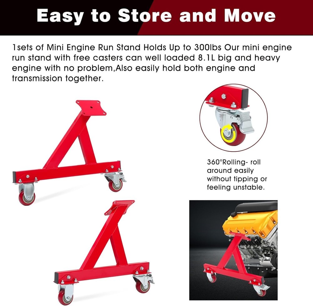 Easy Assembly Heavy-Duty Engine Stand for GM LS Series - Compact Design