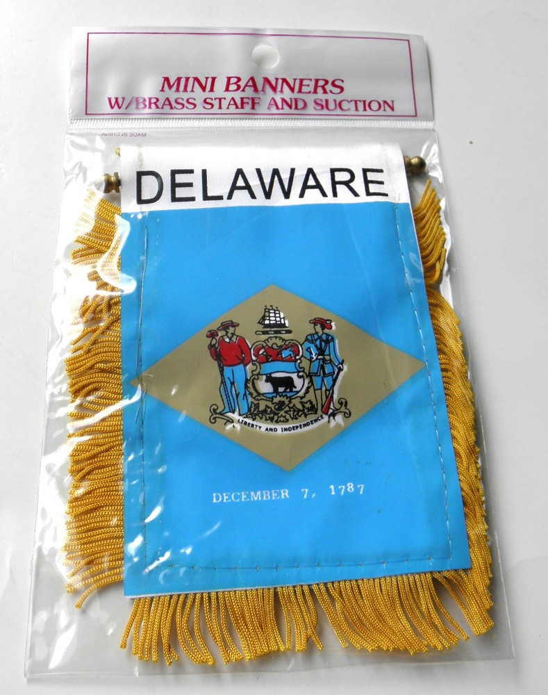 DELAWARE MINI POLYESTER US STATE FLAG BANNER 3 X 5 INCHES