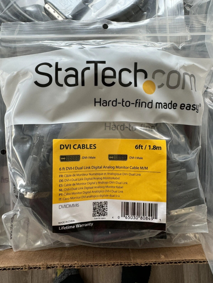 StarTech 6’ DVI-I Dual Link Digital Analog M-M DVI Cable 6ft 1.8m