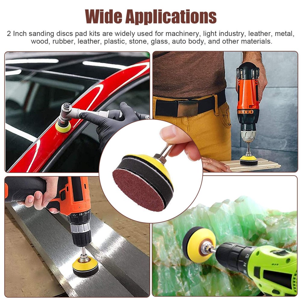 303Pcs 2" Sanding Disc Hook Loop Sander Paper Backer Pad + Drill Adapter Kit