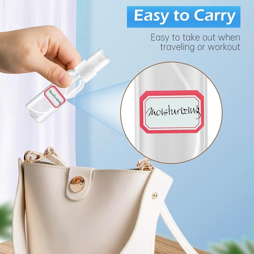 Travel Spray Bottle Set, 1oz Clear Refillable Mist Containers with Funnels