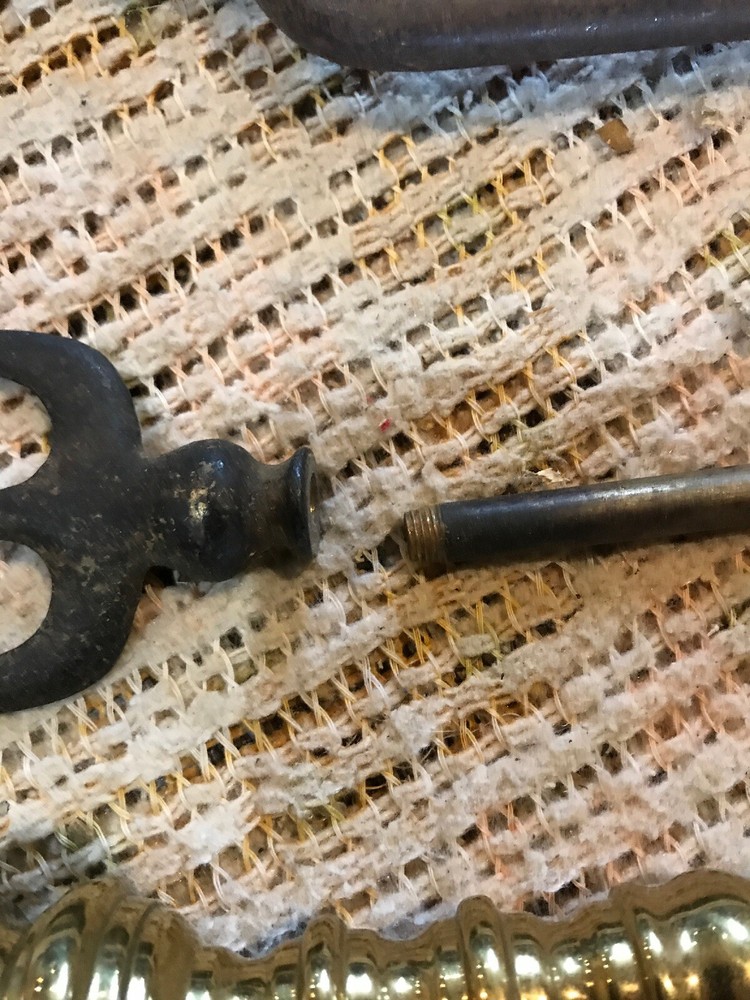 Three pieces Antique fireplace tools poker Tong Fork