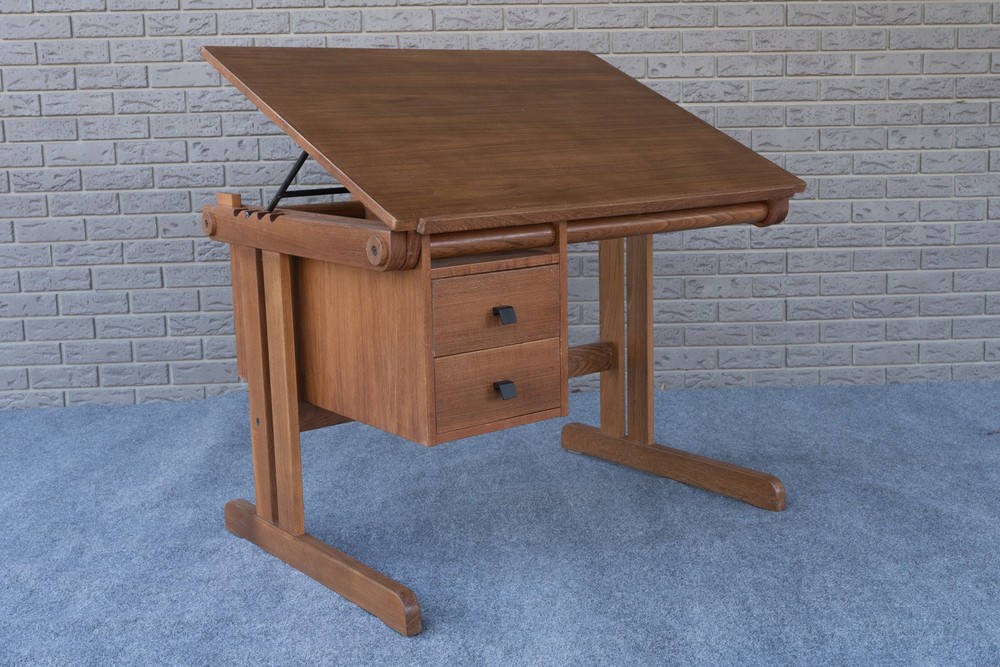 Mid Century Danish Modern H. Sigh & Søns Adjustable Teak Drafting Table Desk