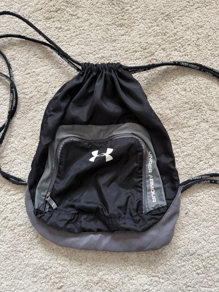 Under Armour Black And White Drawsting Gym Bag Backpack