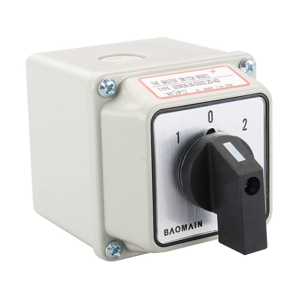 Universal Rotary Changeover Switch 660V 20A 3-Position 2-Phase Plastic
