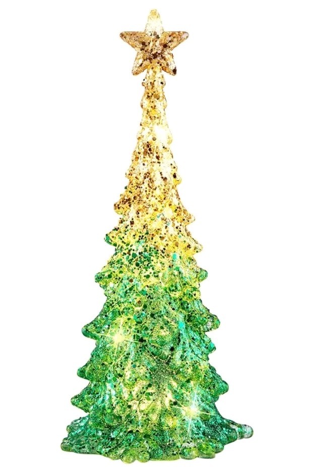 11 Inch Tabletop Christmas Tree with Sparkling Glitter - Battery Operated...