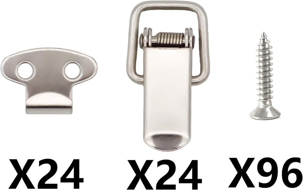 Lesnala 24pcs Small Stainless Steel Spring Toggle Lock with Silver-24pcs