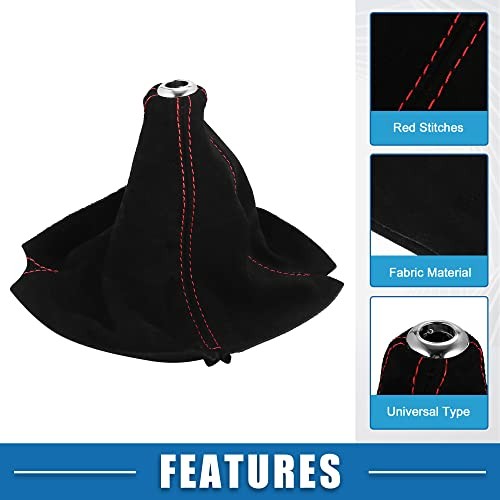 Car Shift Boot Cover Universal Gear Shift Knob Boot Dust Cover Suede Black Red