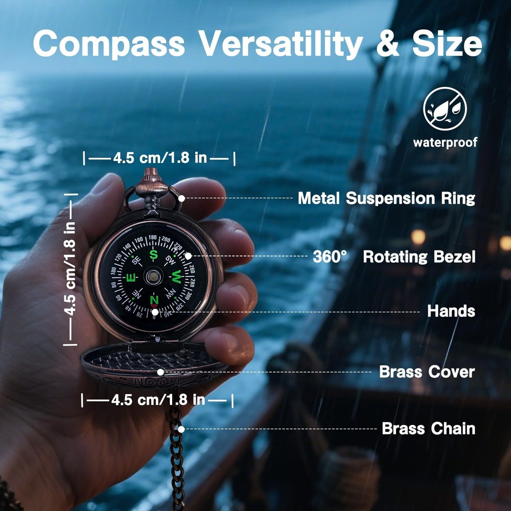 Laupha Retro Pirate Telescope Large, & Classical Compass