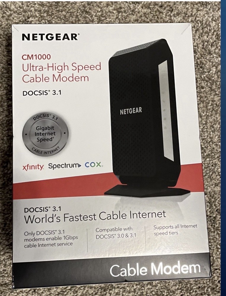 NETGEAR CM1000 Black Cable Modem DOCSIS 3.1 Open Box
