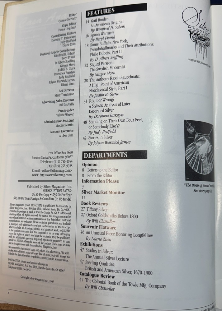 5 ISSUES OF SILVER MAGAZINE 1997 Missing May/June