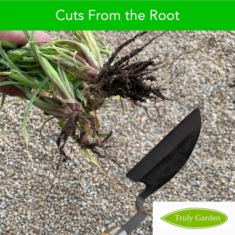 Effortless Weeding Tool with Sharp Sickle & Leather Sheath