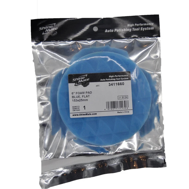 Shine Mate's DA Medium-Heavy Cutting Pad, Blue 6 Inch
