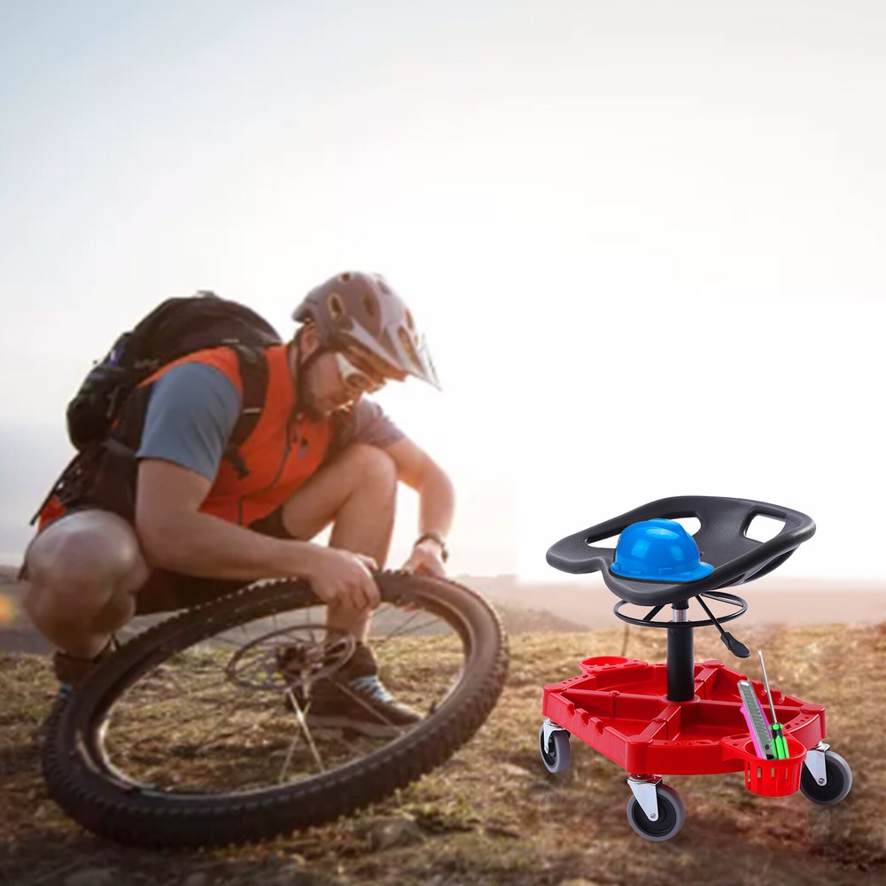 Adjustable Garage Shop Stool Rolling Work Stool Mechanic Work Seat With Casters