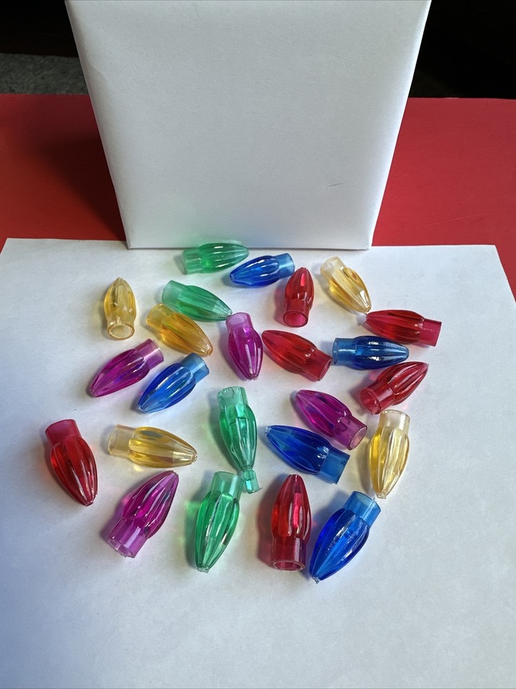 24 Vintage Christmas String Light Covers Plastic Cones Multi-Colors