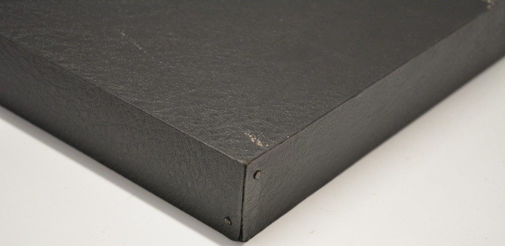 USED PERCUSSION TRAP TABLE WITH STAND, WOOD SHELL