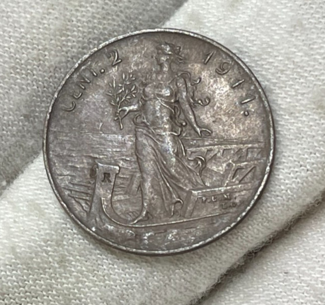1911 Italy 2 Centesimi Coin High Grade