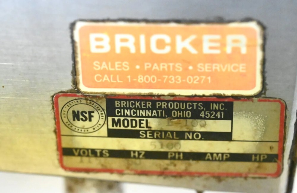 Bricker Model B-100 NSF 115V Drive