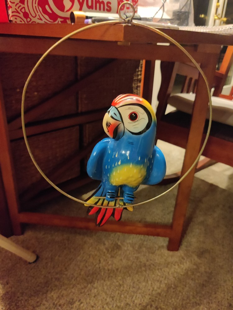 1 ea 14" and 2ea 10"caramic parrot sitting on a loop